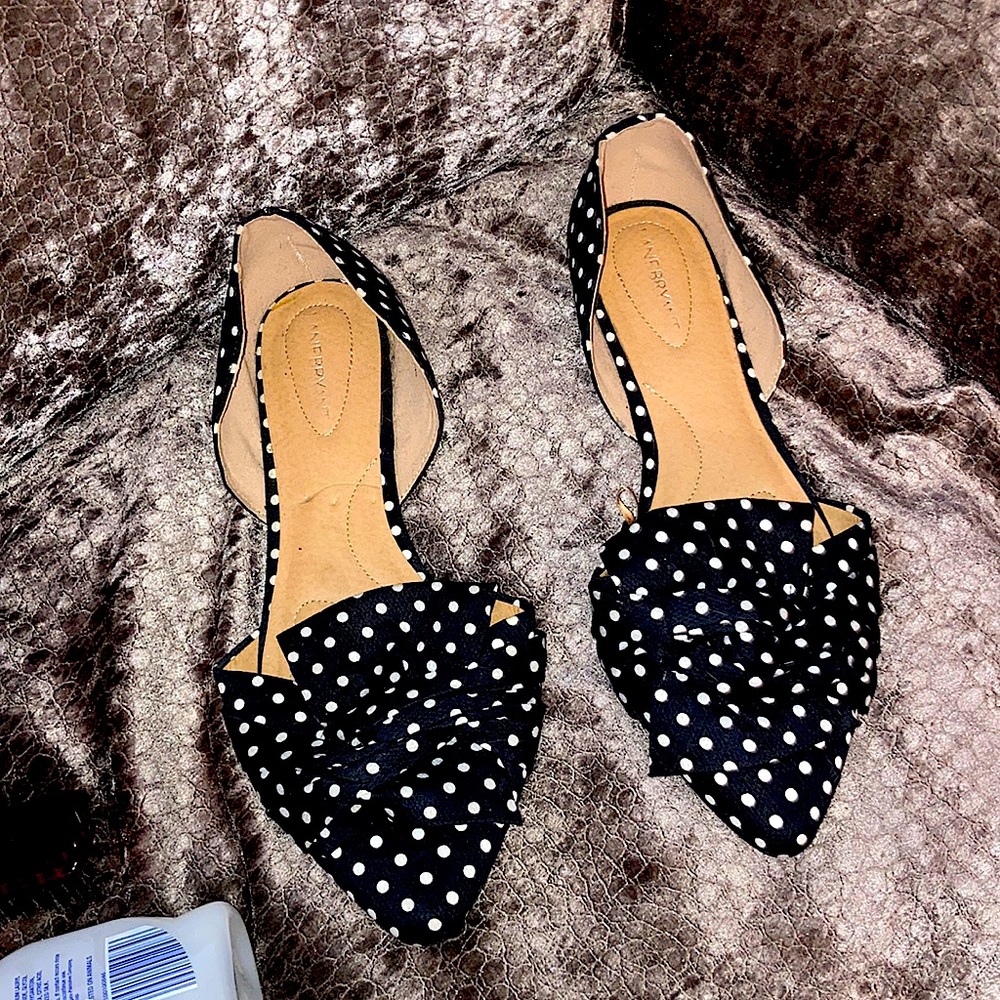 11W Lane Bryant wide width black and white polka dot flats never worn.